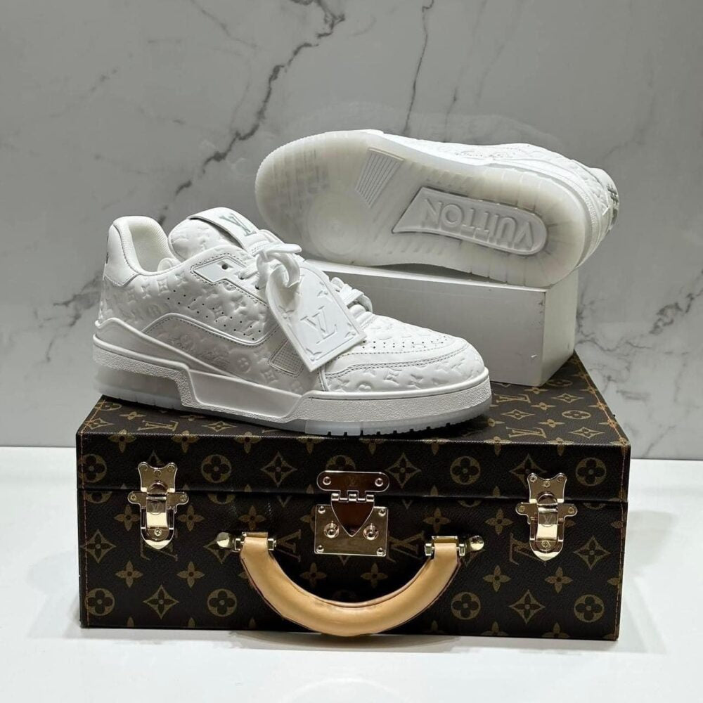 Louis Vuitton LV Trainer Sneaker ¨C Triple White Monogram Embossed Edition