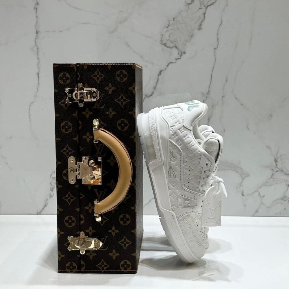 Louis Vuitton LV Trainer Sneaker ¨C Triple White Monogram Embossed Edition