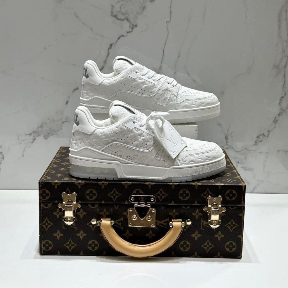 Louis Vuitton LV Trainer Sneaker ¨C Triple White Monogram Embossed Edition