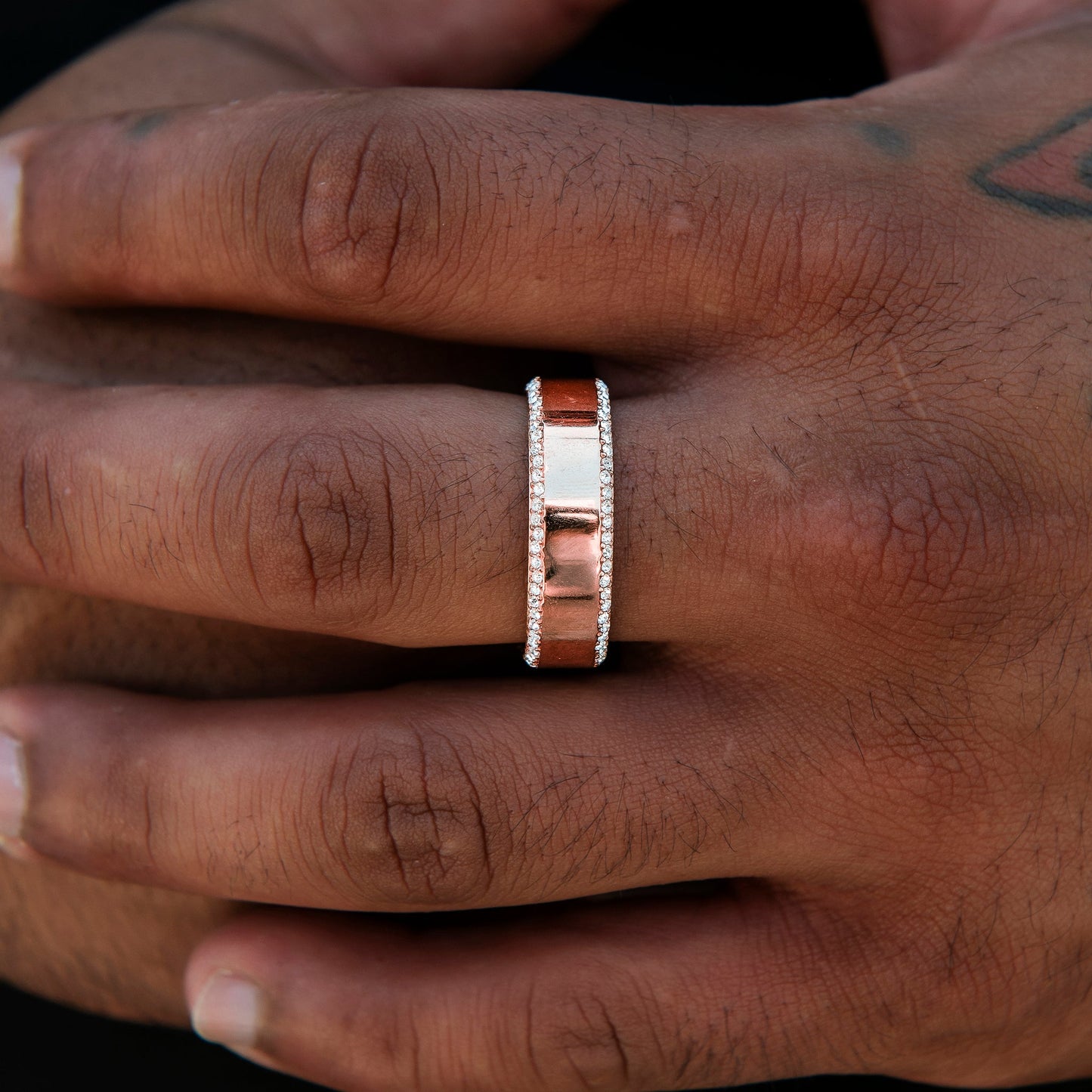 Diamond Edge Ring in Rose Gold