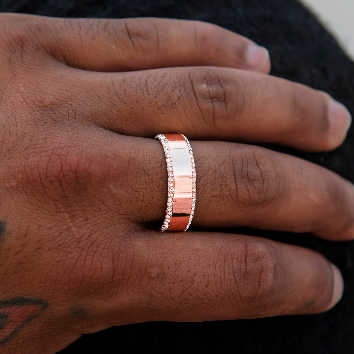 Diamond Edge Ring in Rose Gold