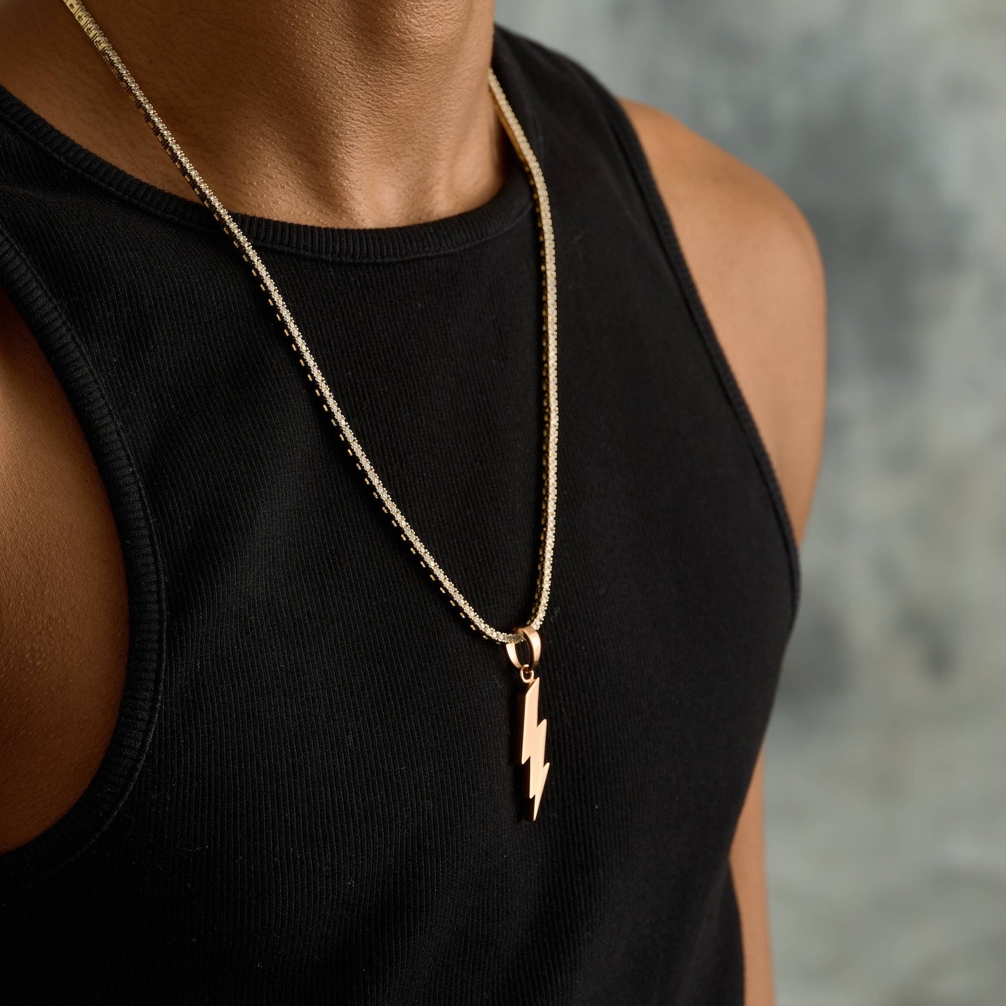 Simple Lighting Bolt Pendant in Rose Gold