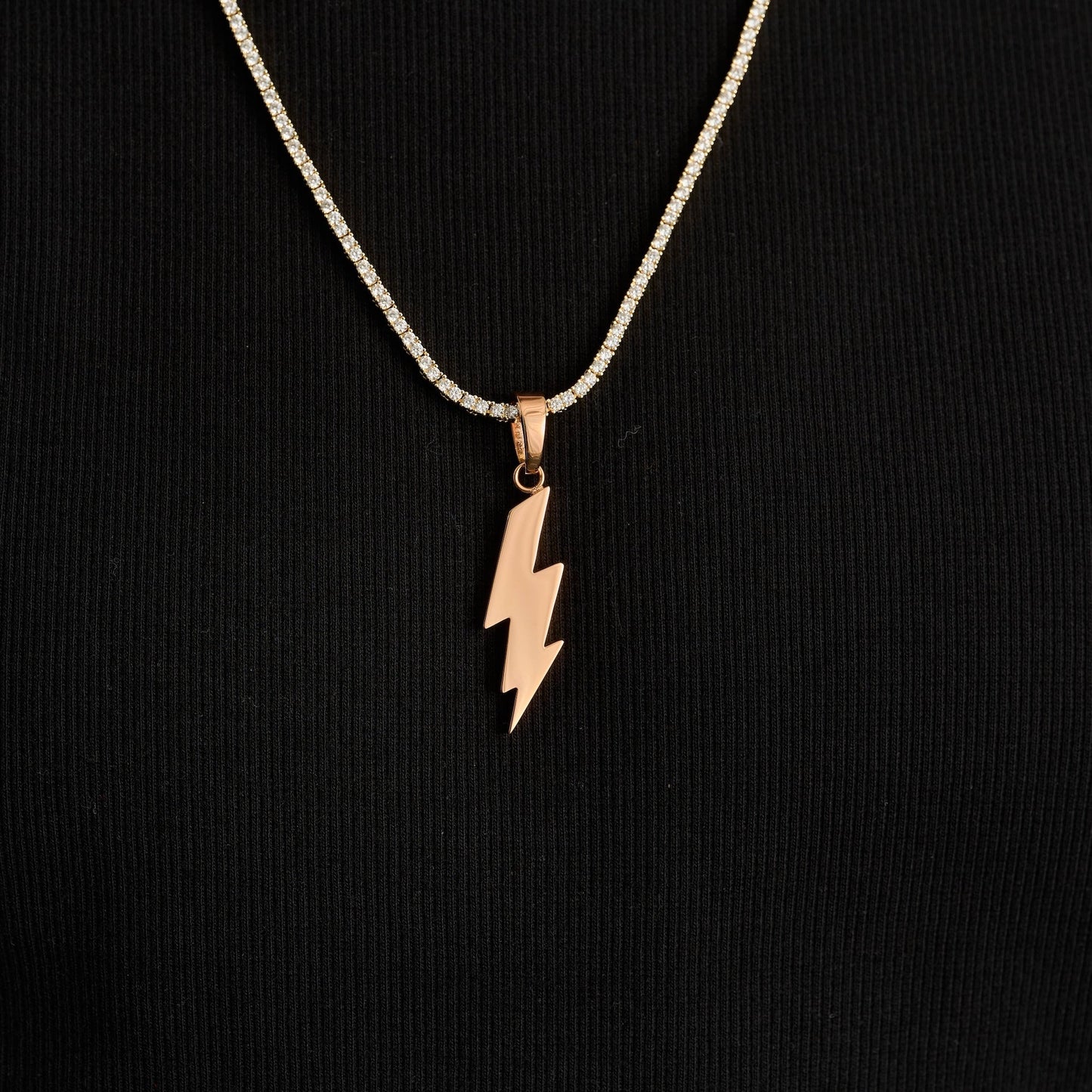 Simple Lighting Bolt Pendant in Rose Gold