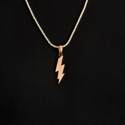 Simple Lighting Bolt Pendant in Rose Gold