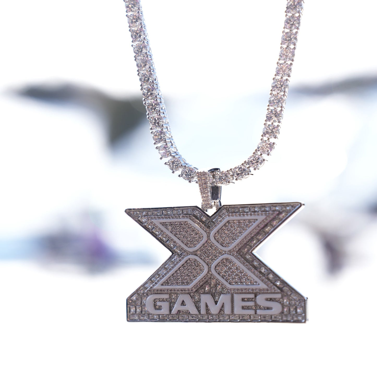 X Games Iced Pendant in White Gold