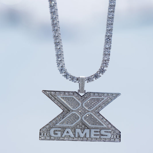 X Games Iced Pendant in White Gold