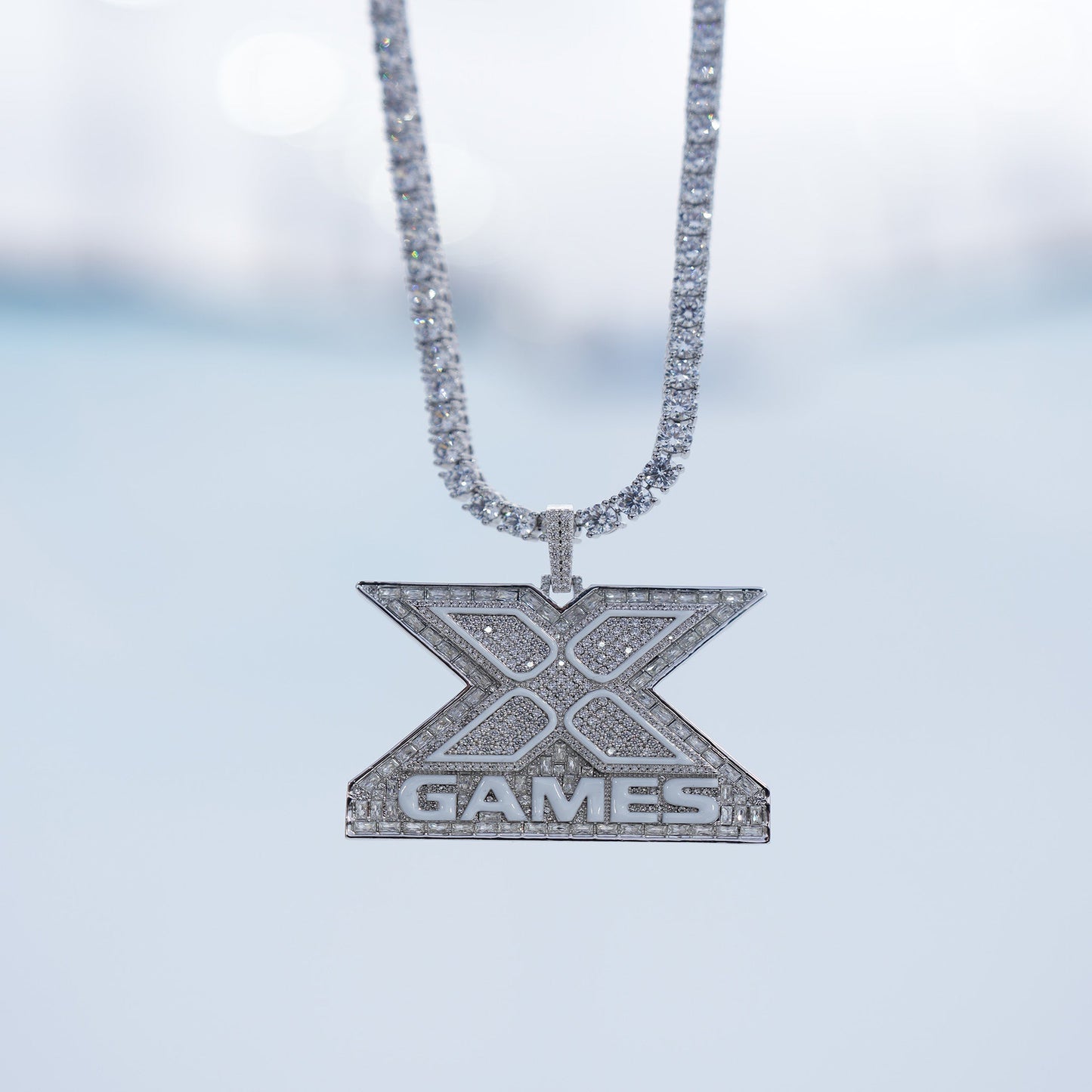 X Games Iced Pendant in White Gold