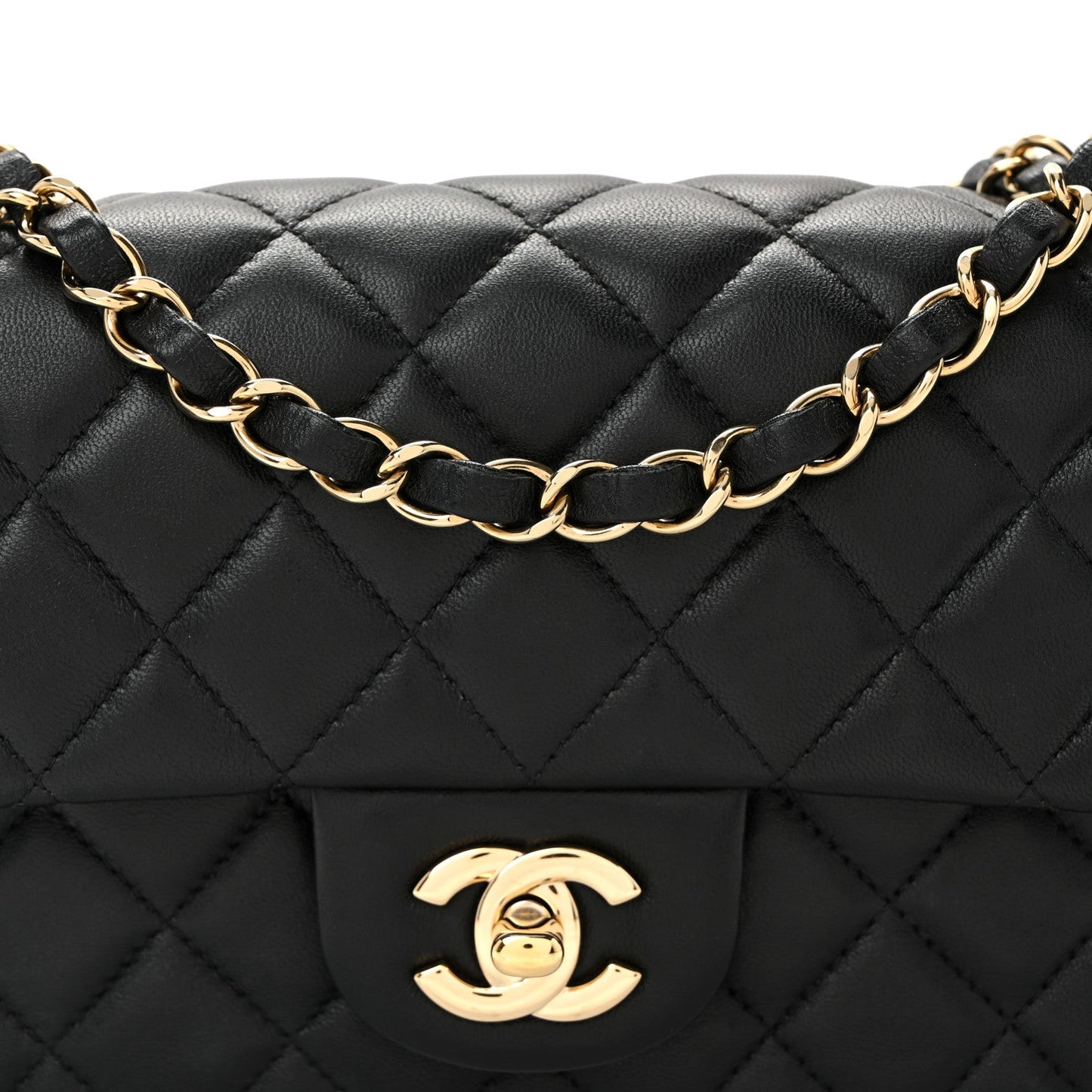 Lambskin Quilted Mini Rectangular Flap Black