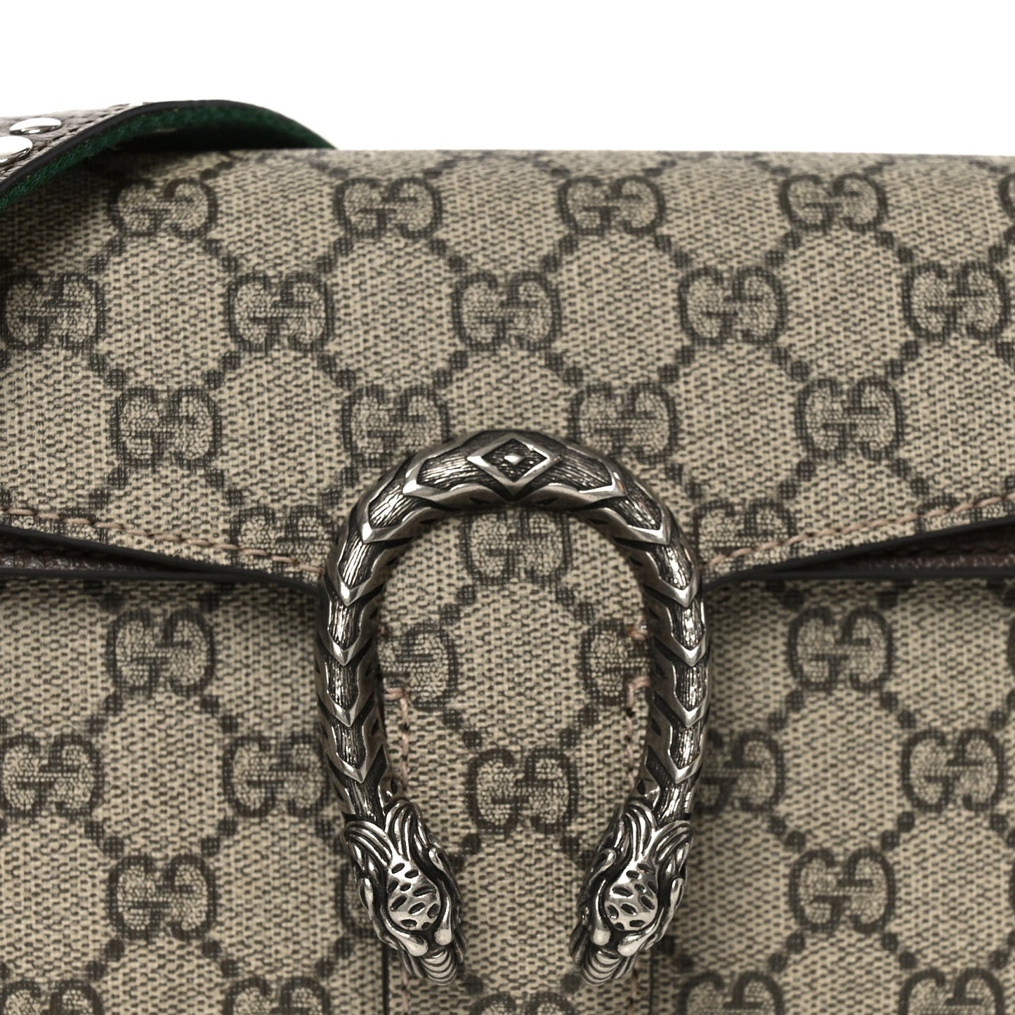 GG Supreme Web Monogram Textured Dollar Calfskin Dionysus Small Shoulder Bag Beige Ebony New Acero