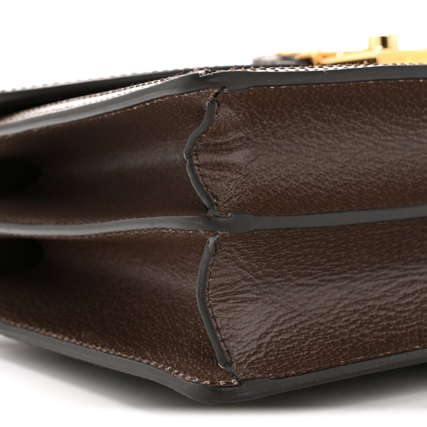 GG Supreme Monogram Textured Dollar Calfskin Web Small Ophidia Padlock Top Handle Bag Beige Ebony New Acero
