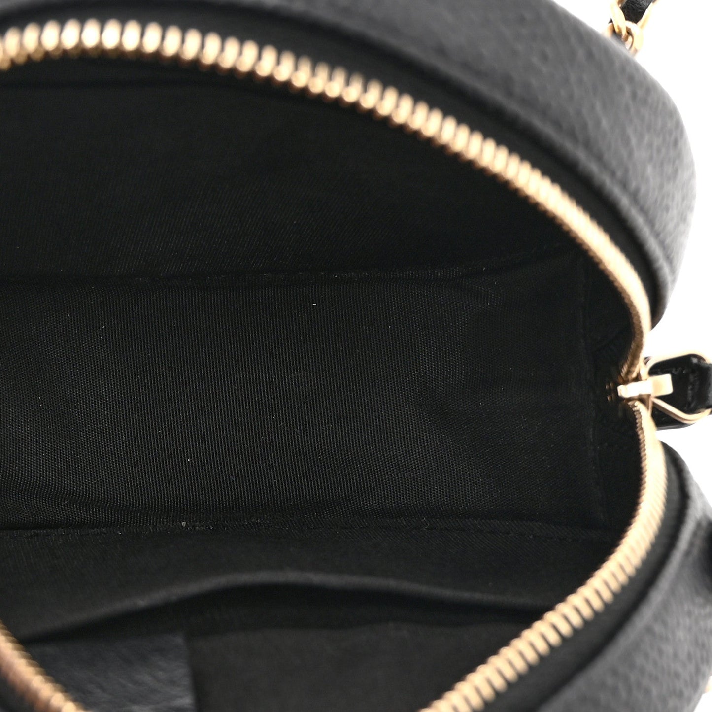 Caviar Quilted Round Filigree Crossbody Black