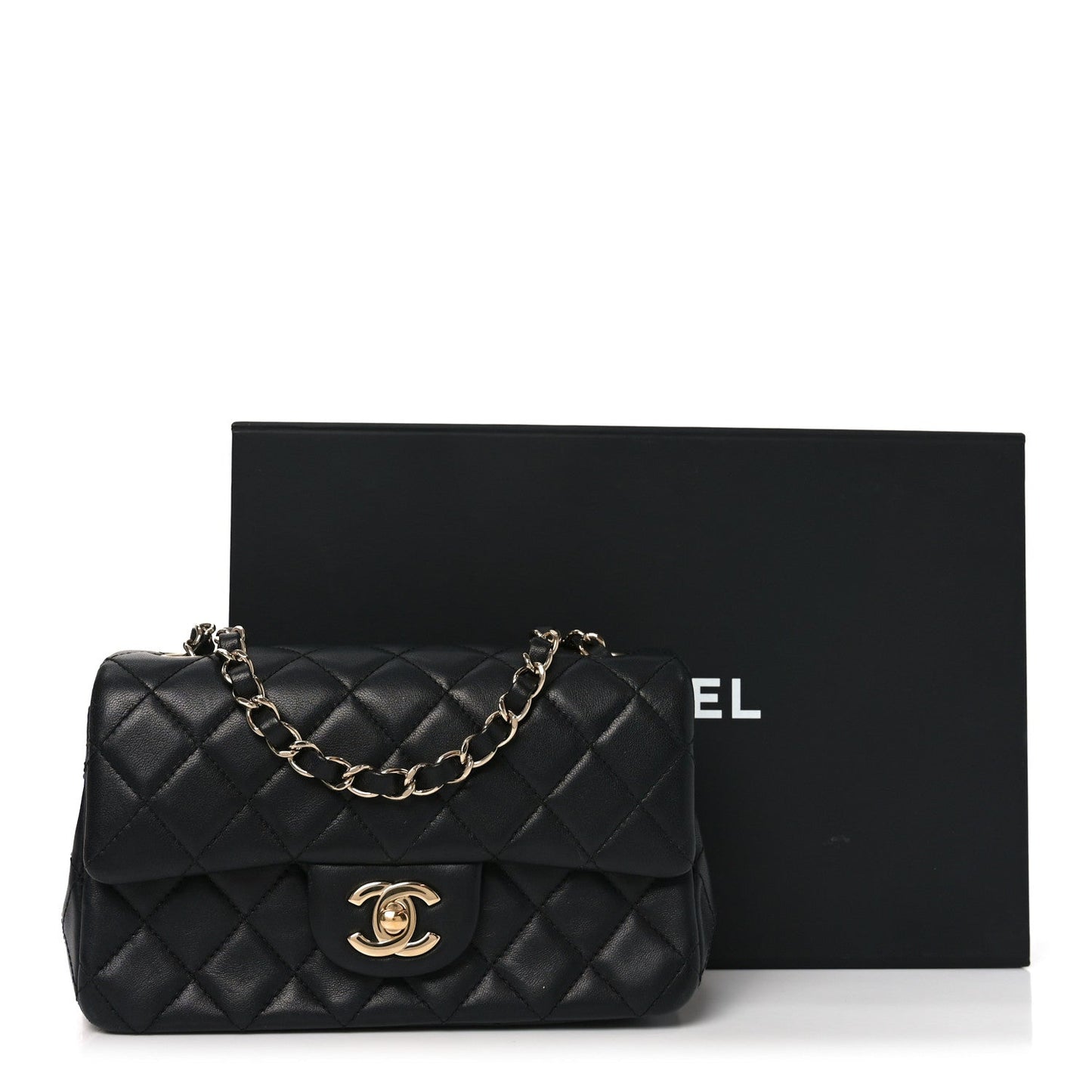 Lambskin Quilted Mini Rectangular Flap Black