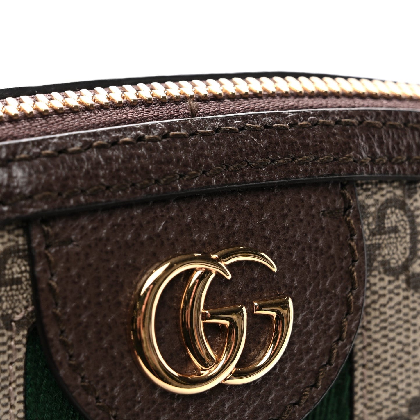 GG Supreme Monogram Textured Dollar Calfskin Web Small Ophidia Dome Shoulder Bag Beige Ebony New Acero