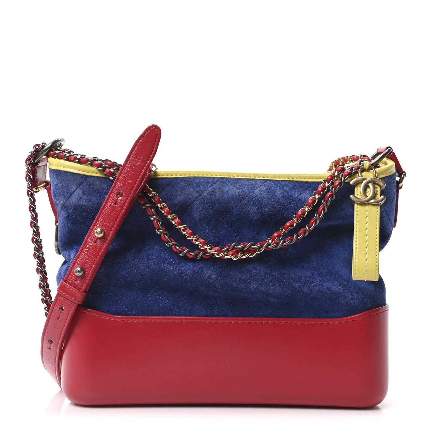 Suede Calfskin Quilted Medium Gabrielle Hobo Red Blue Yellow