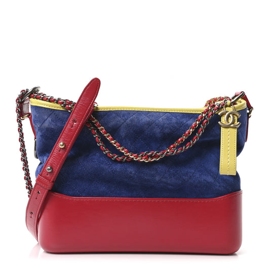 Suede Calfskin Quilted Medium Gabrielle Hobo Red Blue Yellow