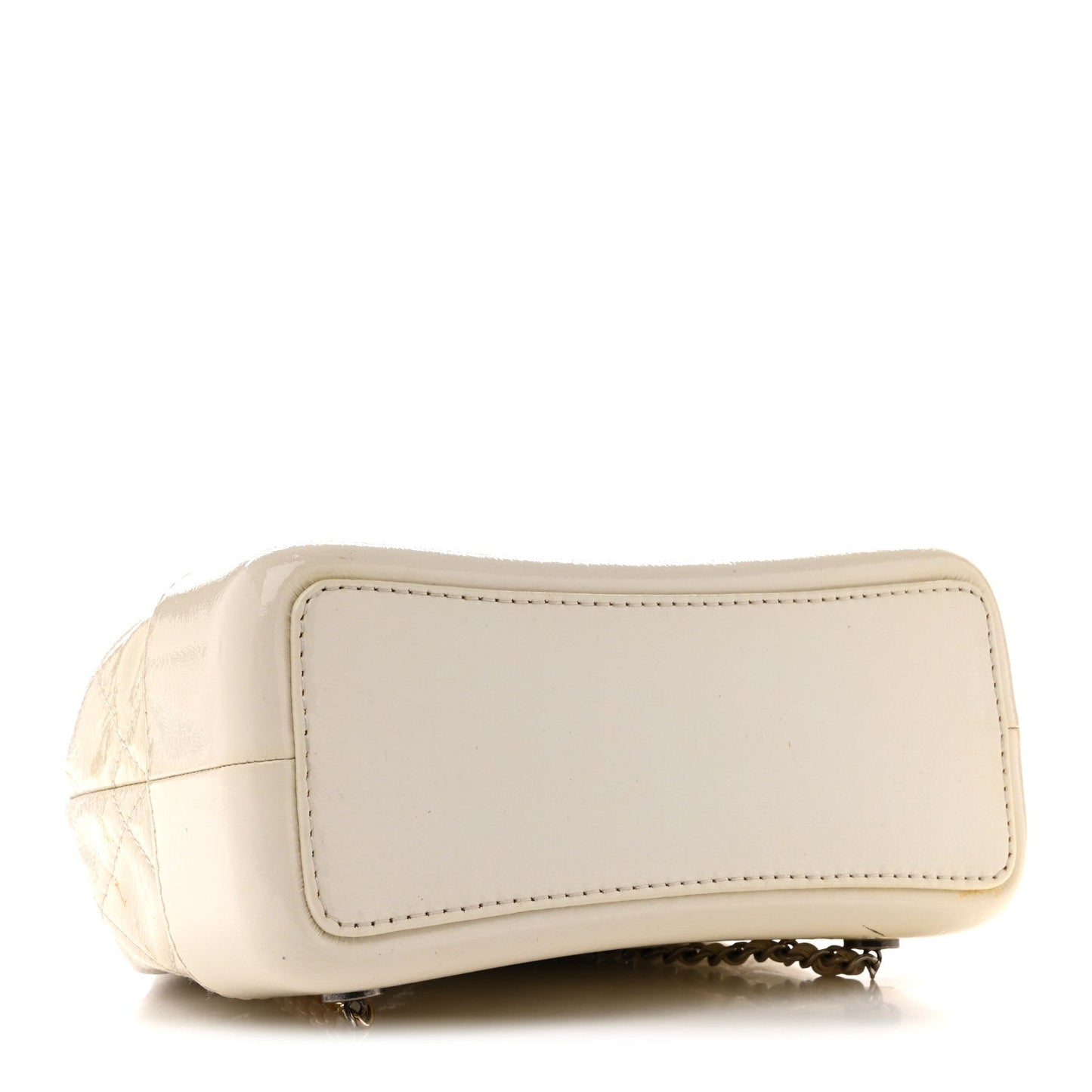 Patent Goatskin Quilted Small Gabrielle Backpack White