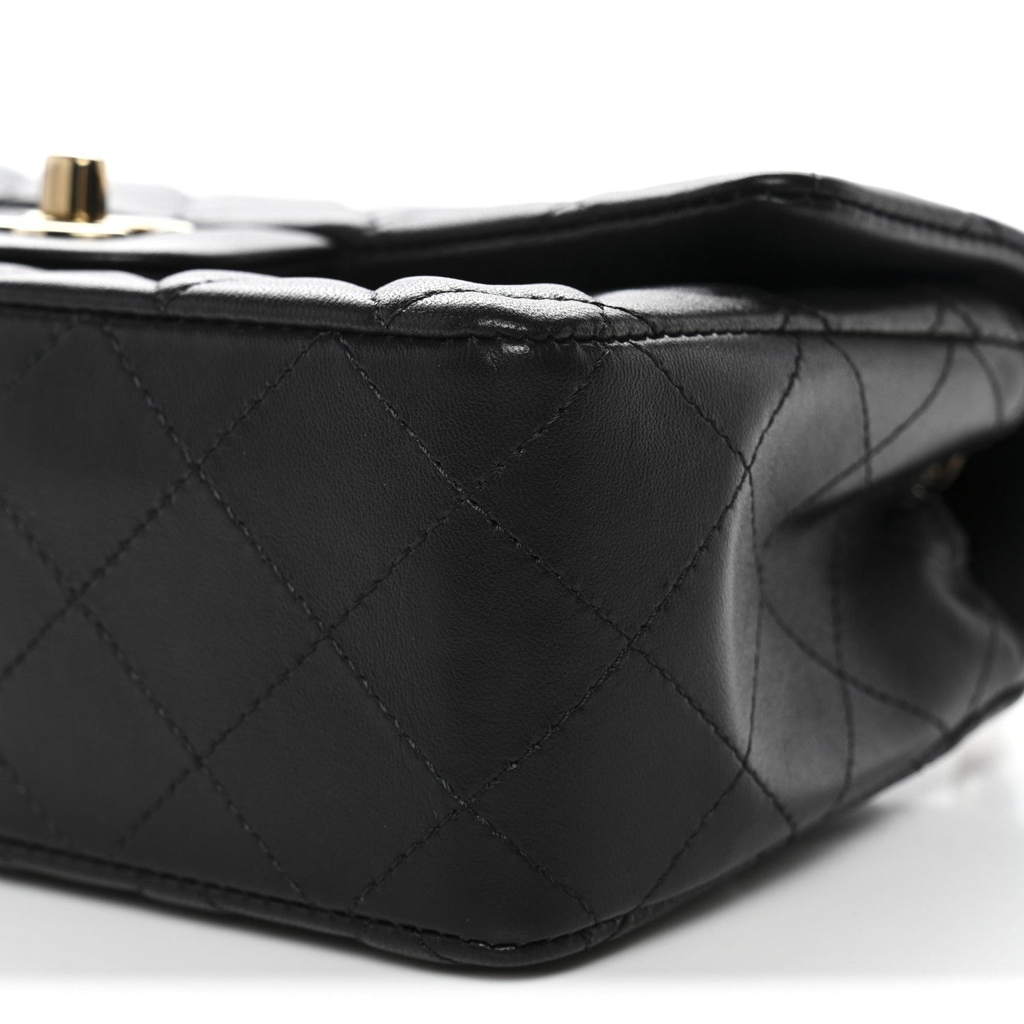 Lambskin Quilted Mini Rectangular Flap Black