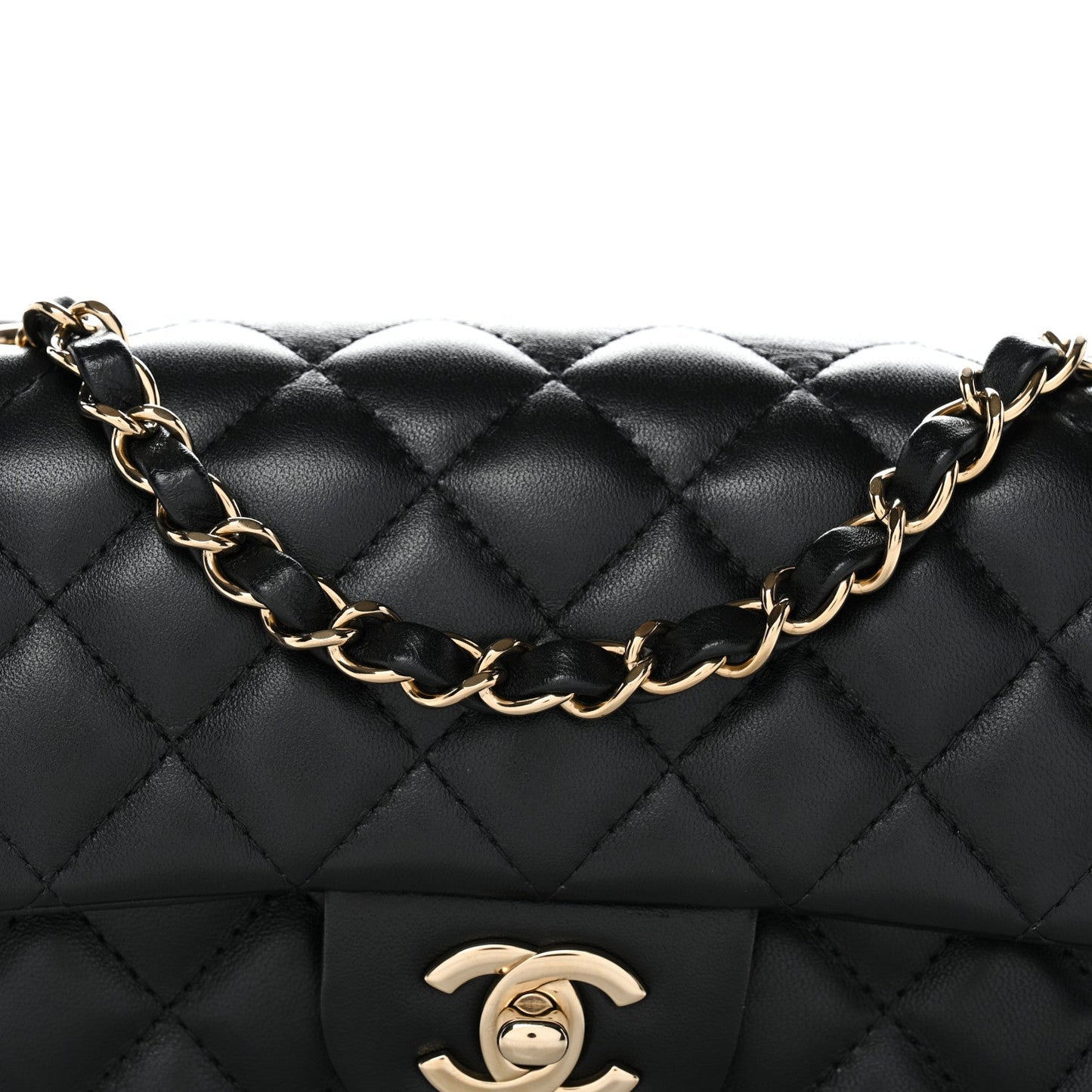 Lambskin Quilted Mini Rectangular Flap Black