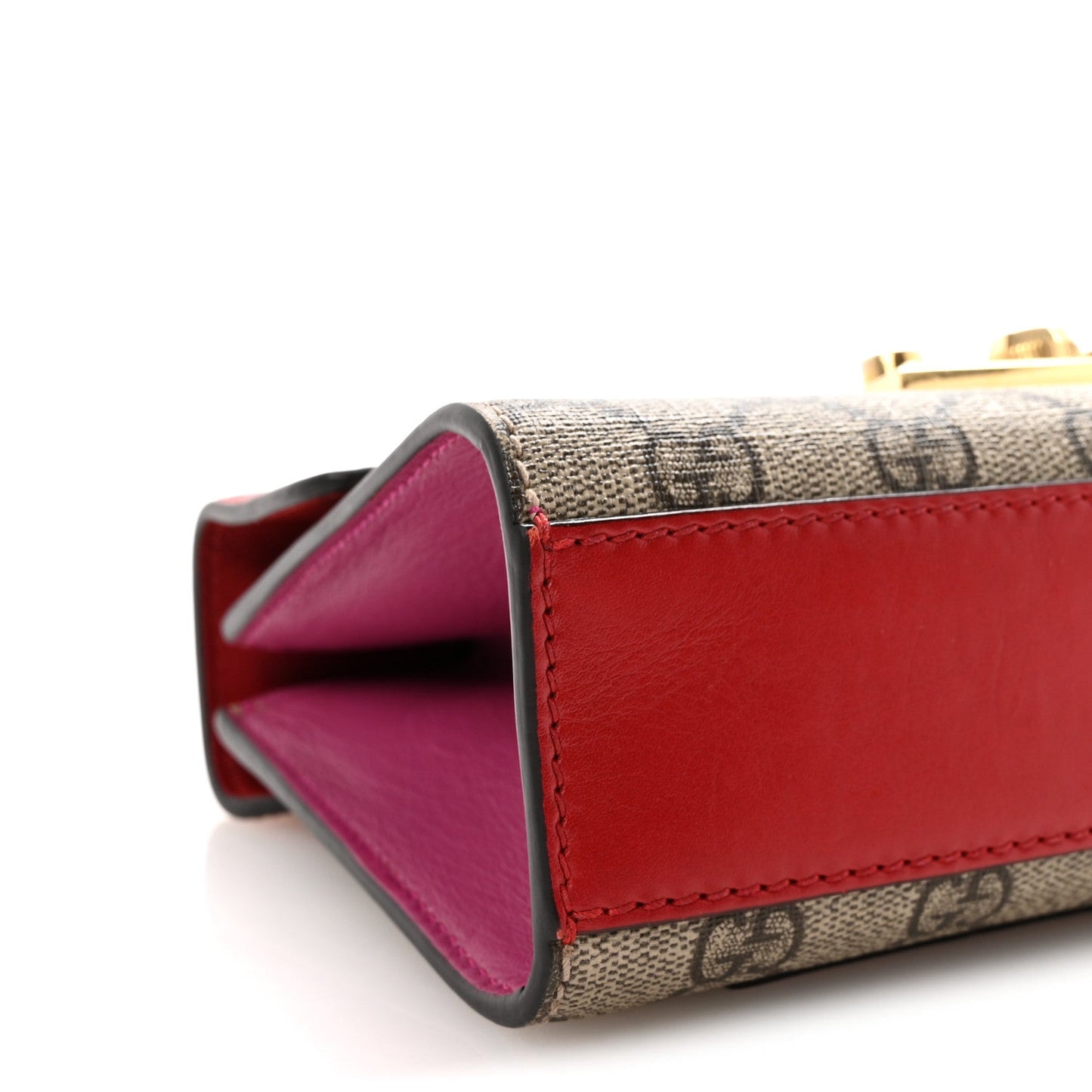GG Supreme Monogram Calfskin Small Padlock Shoulder Bag Beige Hibiscus Red New Rosette