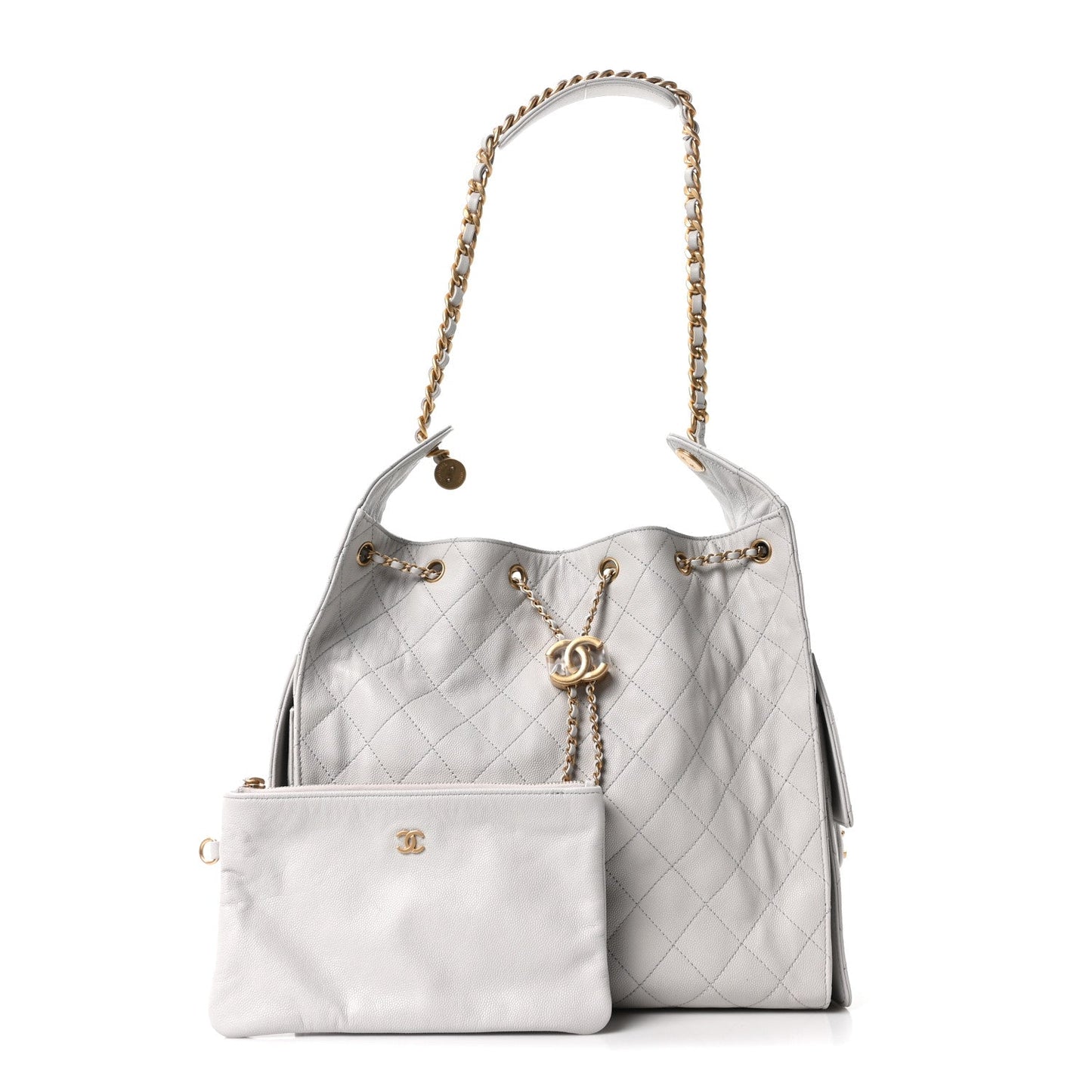 Caviar Quilted Medium Chanel 25 Handbag Light Gray