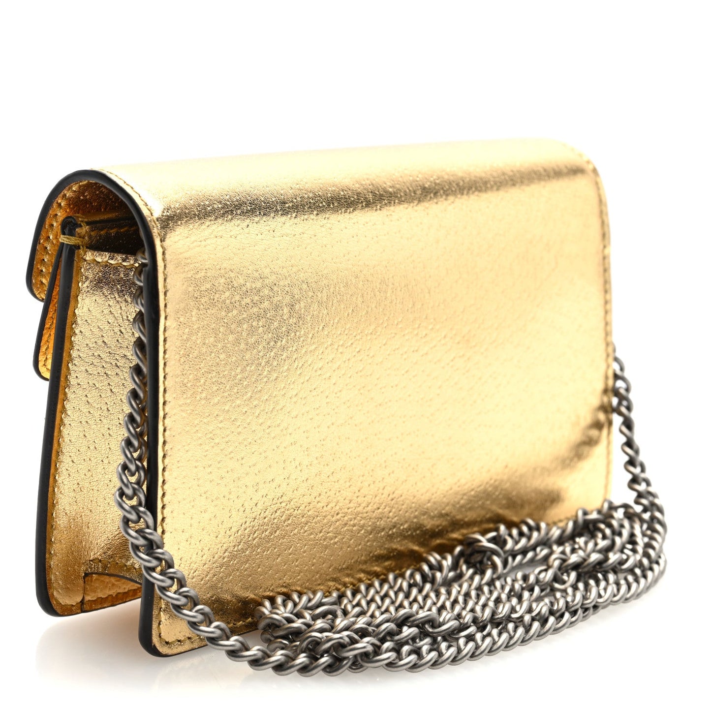 Metallic Calfskin Super Mini Dionysus Shoulder Bag Gold