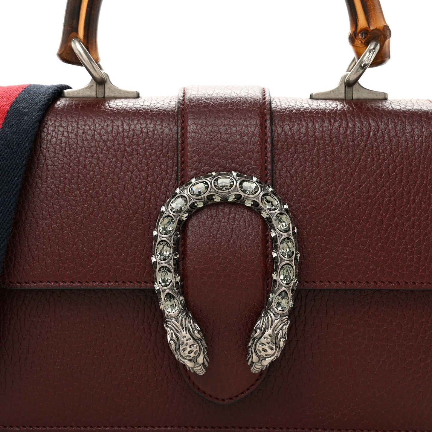 Dollar Calfskin Crystal Web Mini Dionysus Bamboo Top Handle Bag Vintage Bordeaux Black Diamond