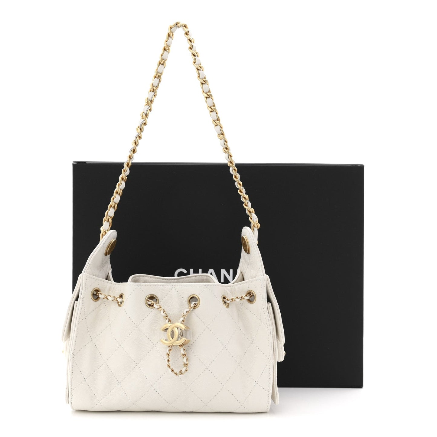 Caviar Quilted Mini Chanel 25 Handbag White