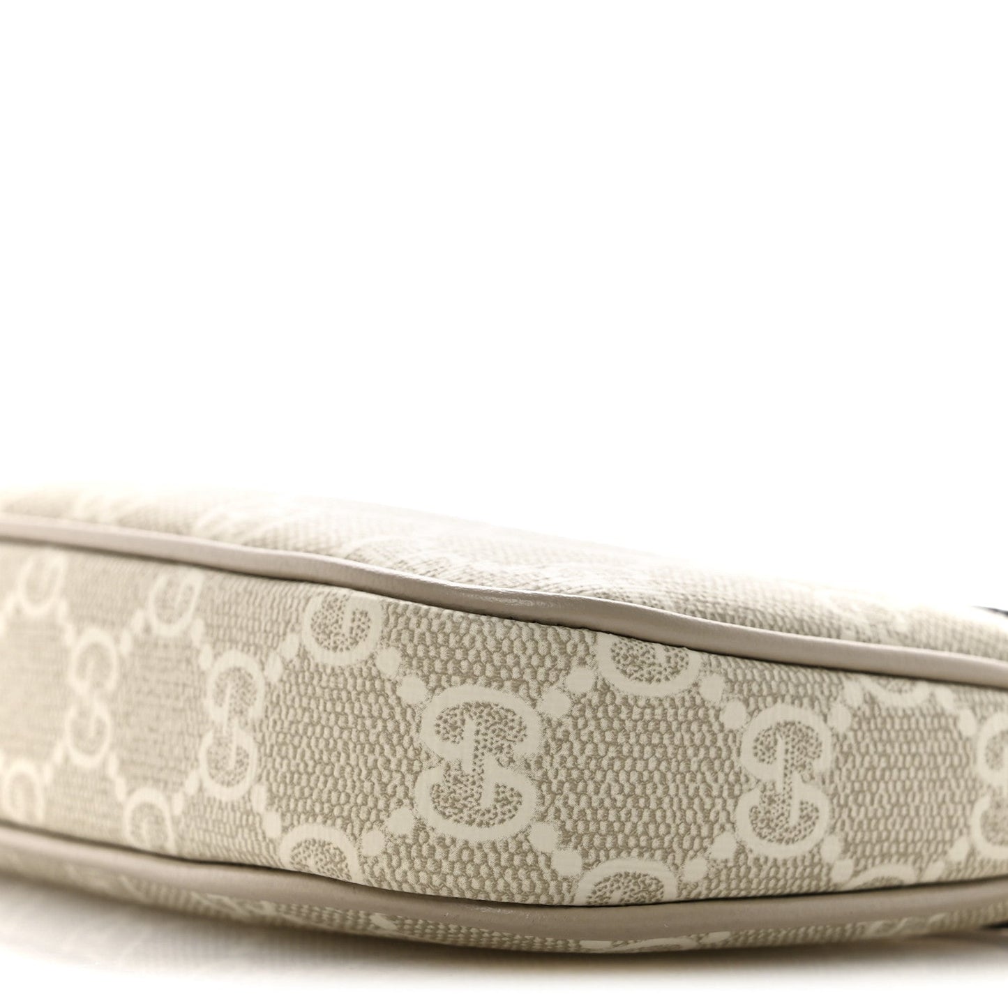 GG Supreme Monogram Textured Dollar Calfskin Web Mini Ophidia GG Handbag Beige Mystic White Oatmeal