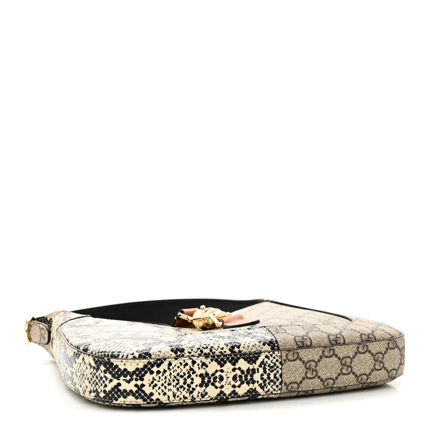 GG Supreme Monogram Snakeskin Small Jackie 1961 Hobo Beige Ebony