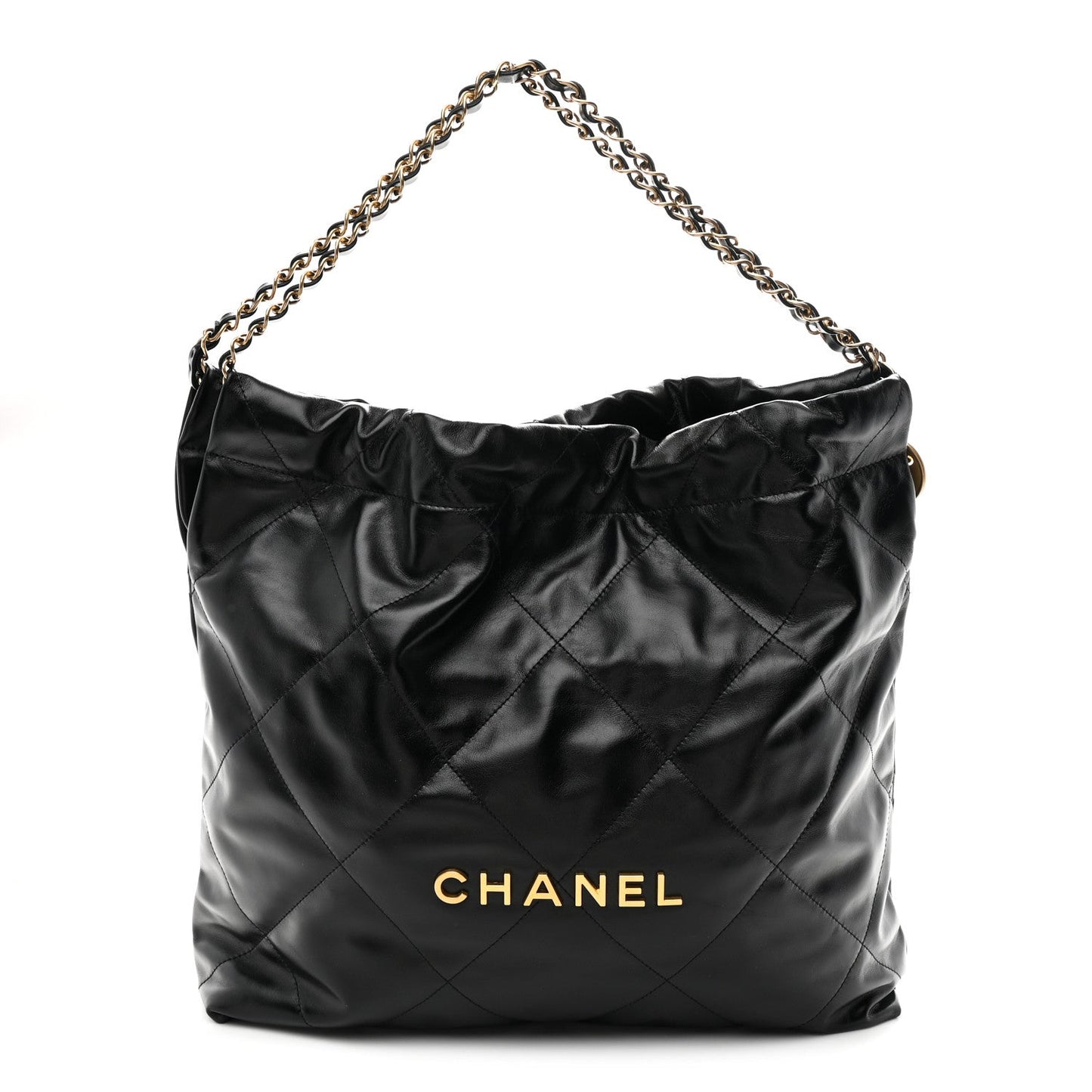 Shiny Calfskin Quilted Chanel 22 Black