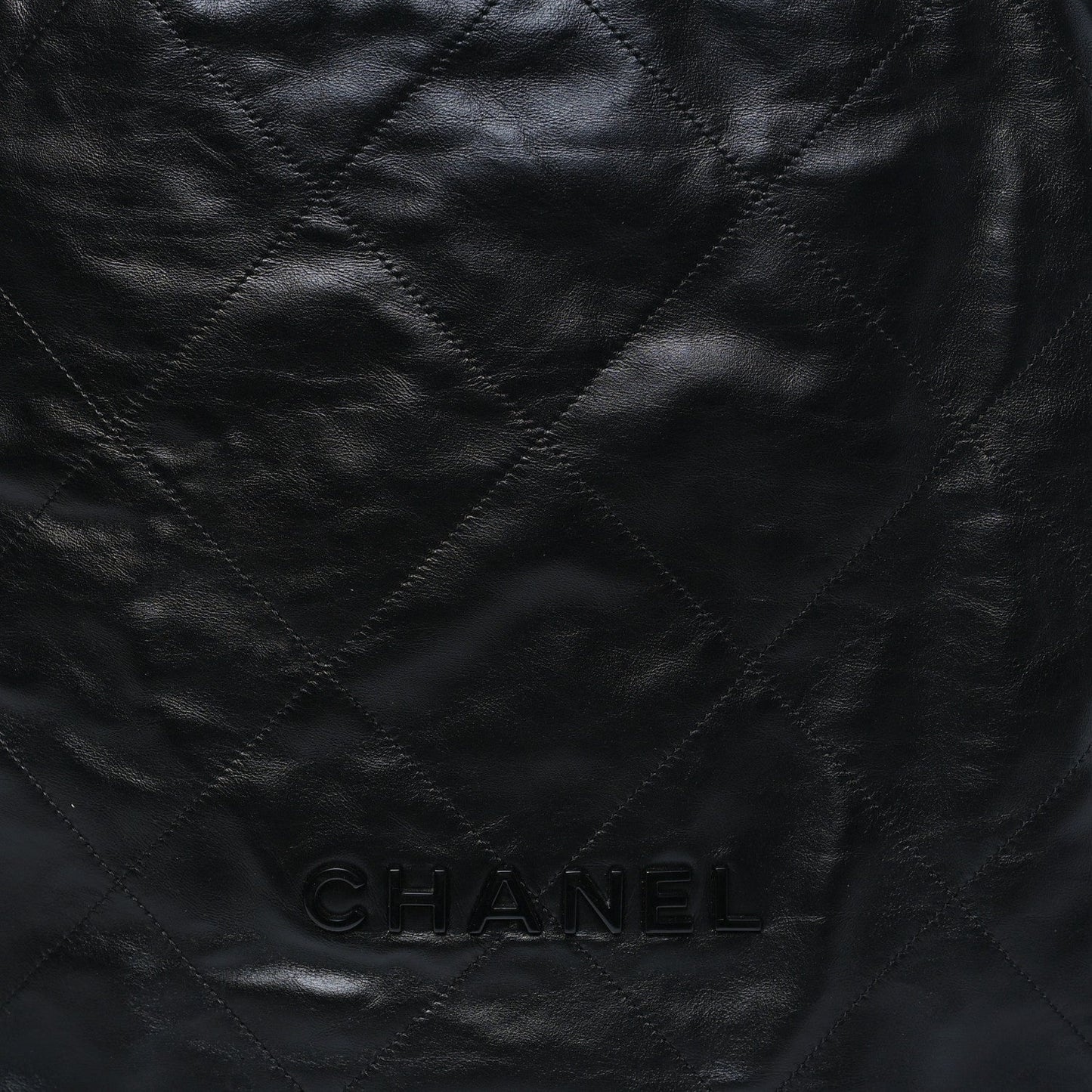 Shiny Calfskin Quilted Chanel 22 Backpack So Black