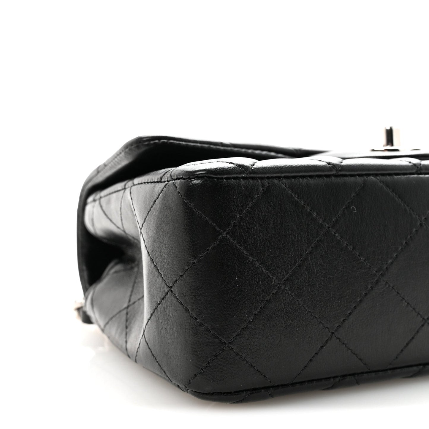 Lambskin Quilted Mini Rectangular Flap Black