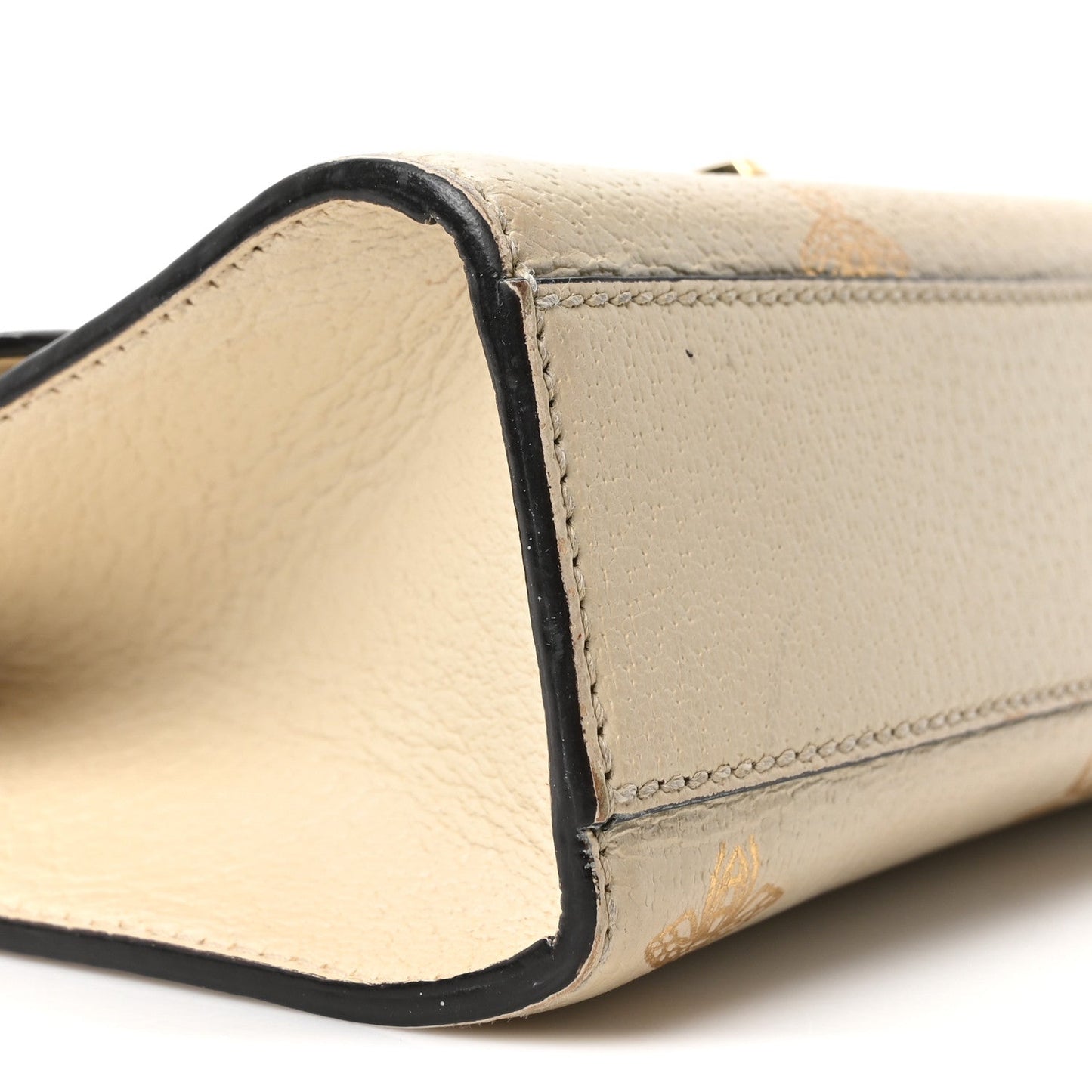 Grained Calfskin Bee Star Small Padlock Shoulder Bag White