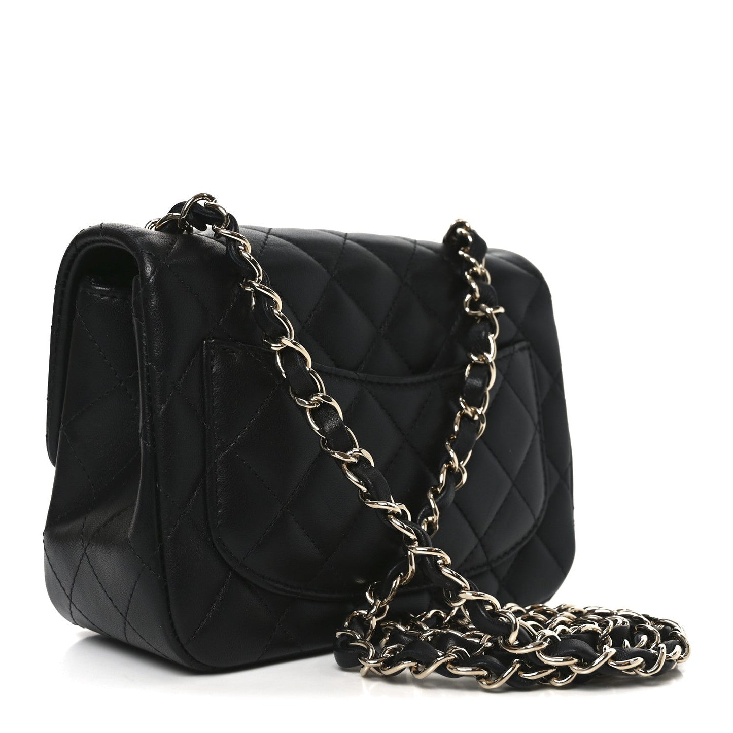 Lambskin Quilted Mini Square Flap Black