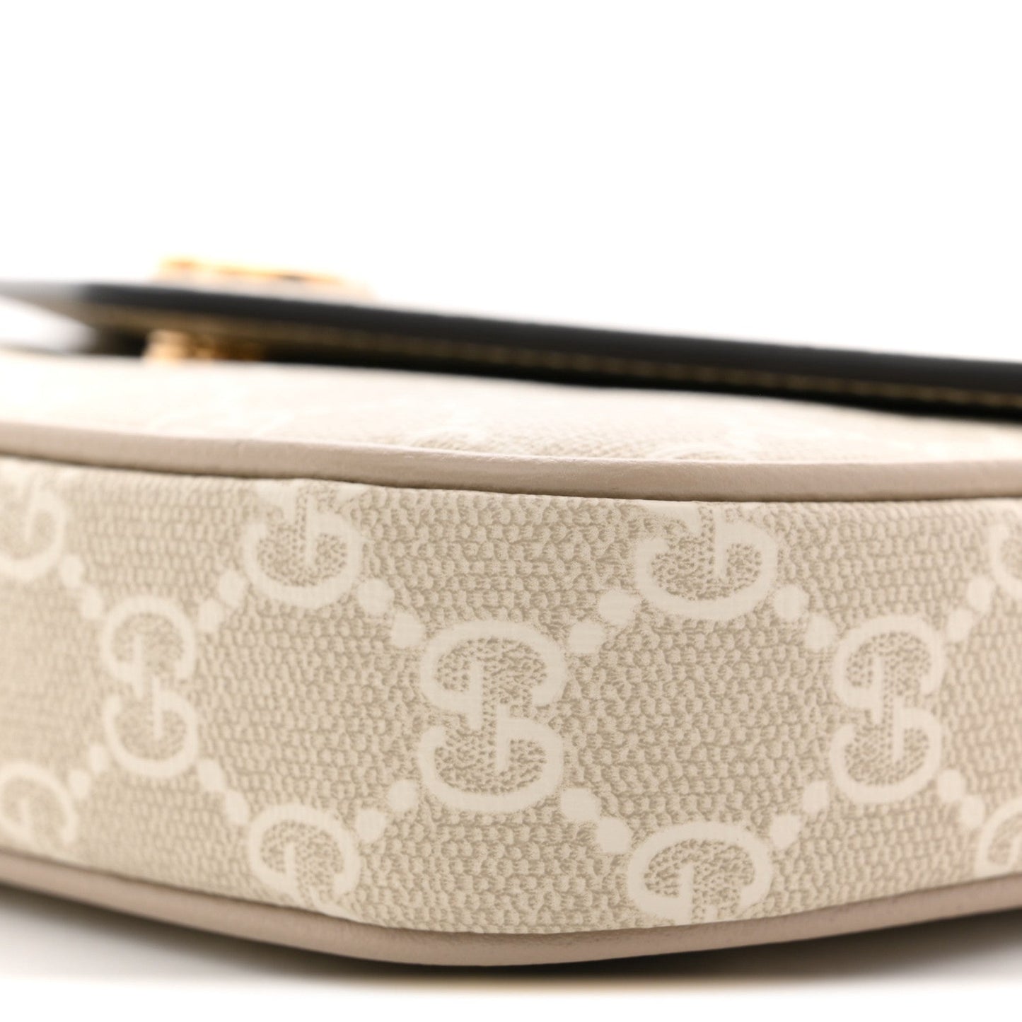 GG Supreme Monogram Textured Dollar Calfskin Web Mini Ophidia Envelope Shoulder Bag Beige Mystic White Oatmeal