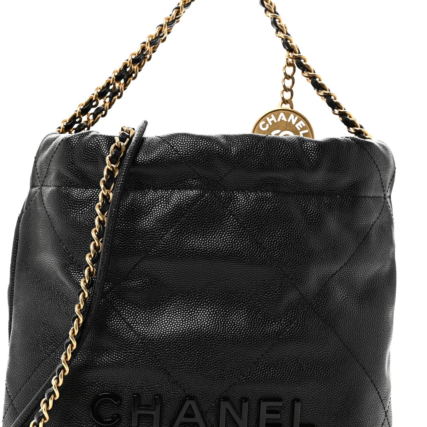Shiny Caviar Quilted Monochrome Mini Chanel 22 Black