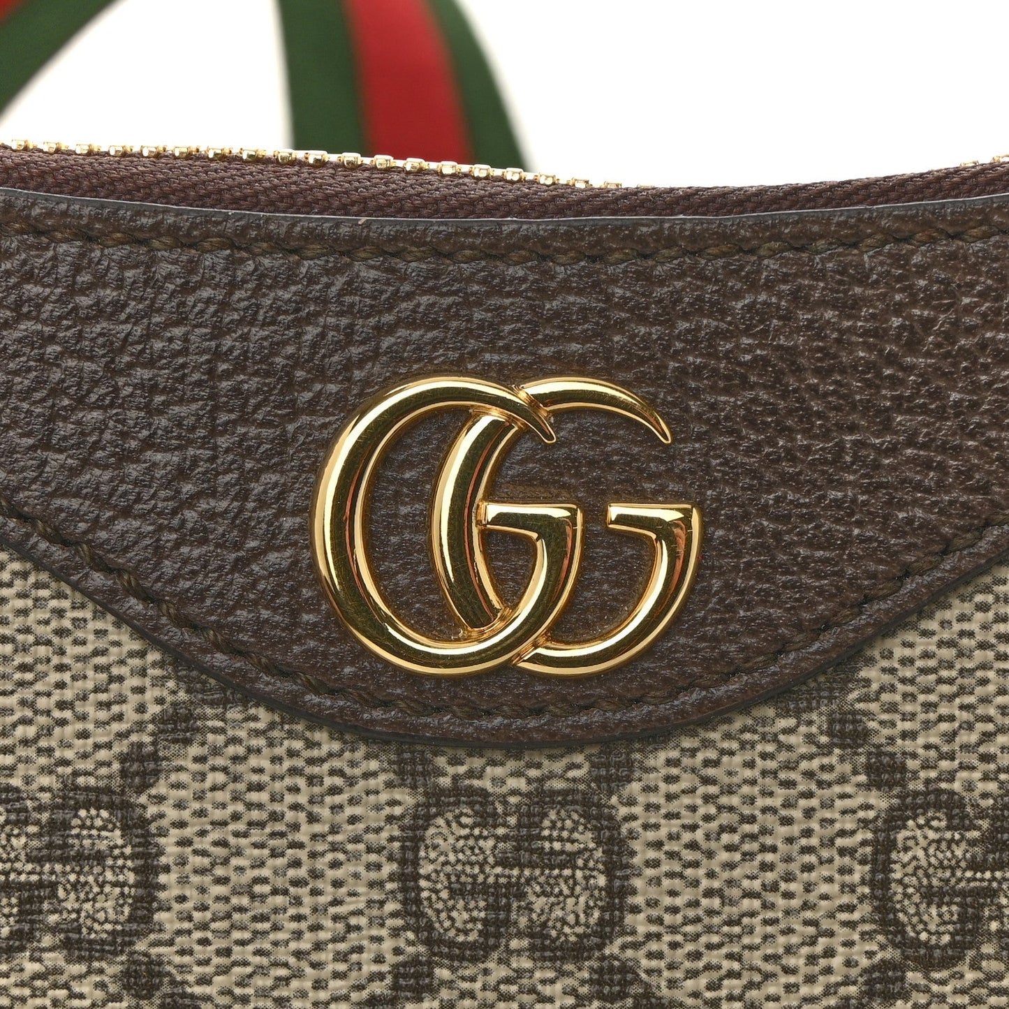 GG Supreme Monogram Textured Dollar Calfskin Web Small Ophidia GG Handbag Beige Ebony New Acero