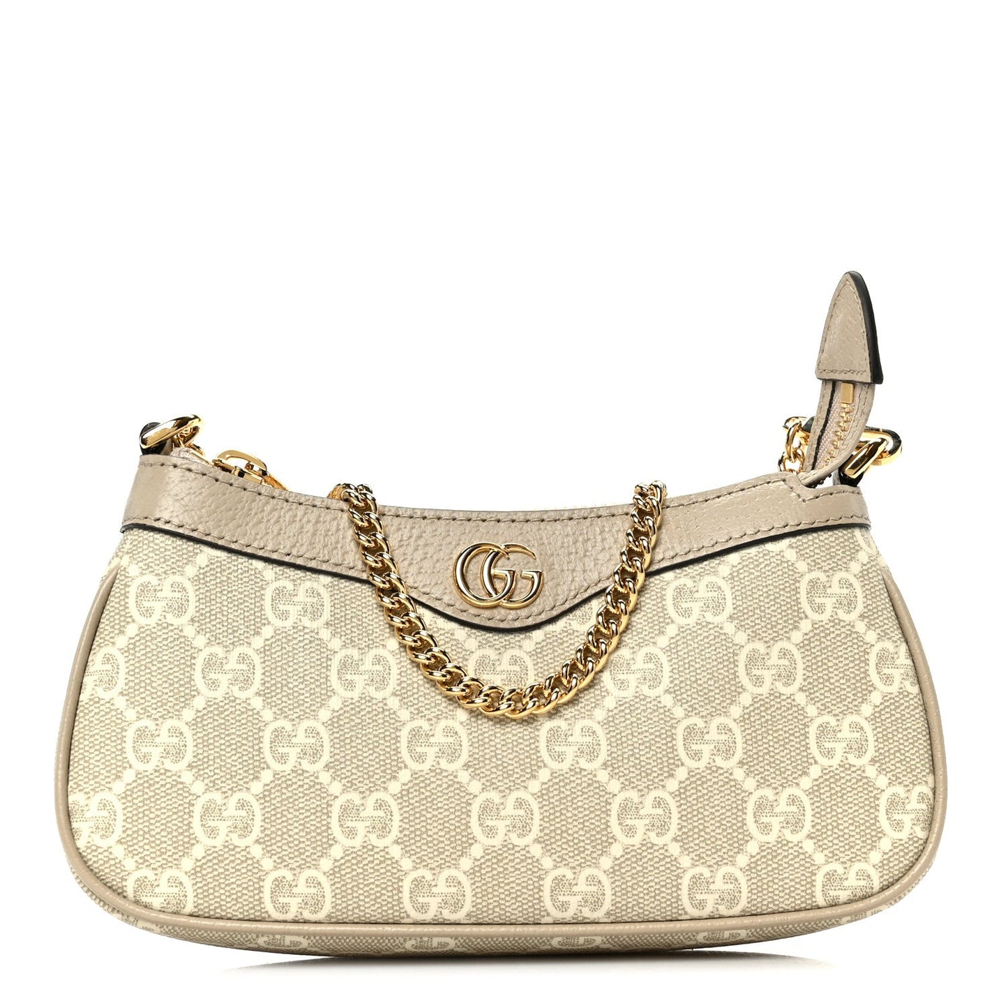 GG Supreme Monogram Textured Dollar Calfskin Web Mini Ophidia GG Handbag Beige Mystic White Oatmeal