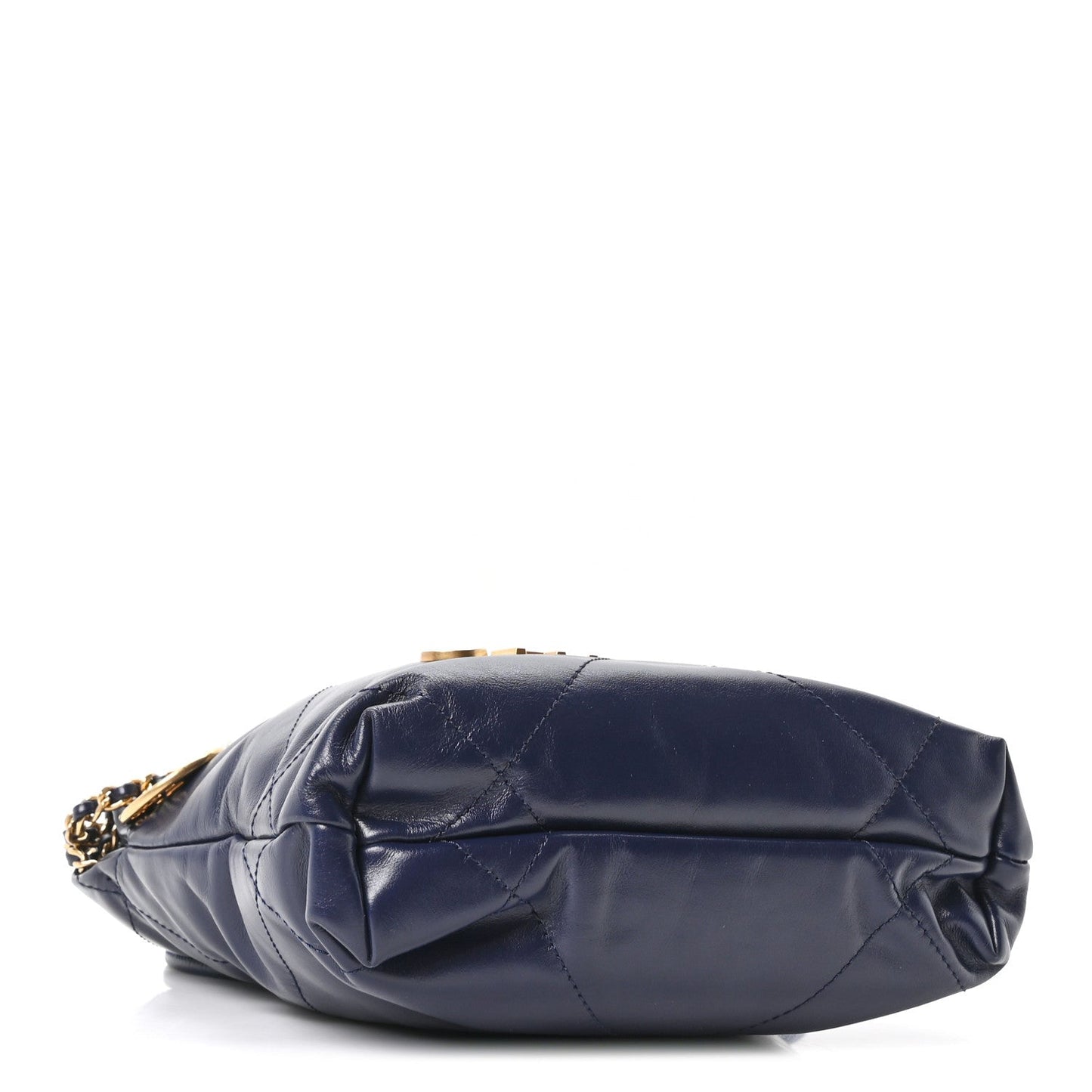 Shiny Calfskin Quilted Mini Chanel 22 Navy Blue