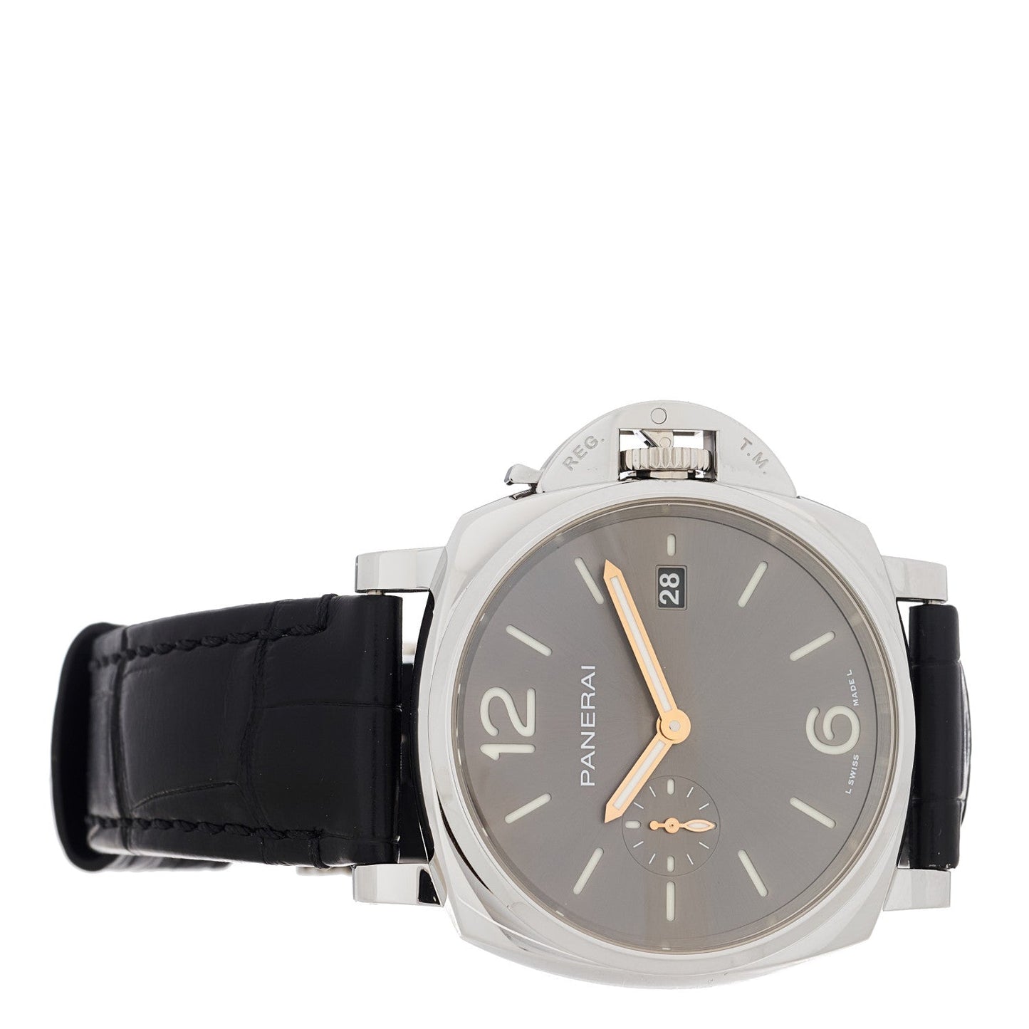 Stainless Steel Alligator 42mm Luminor Due Automatic Watch Grey PAM01250