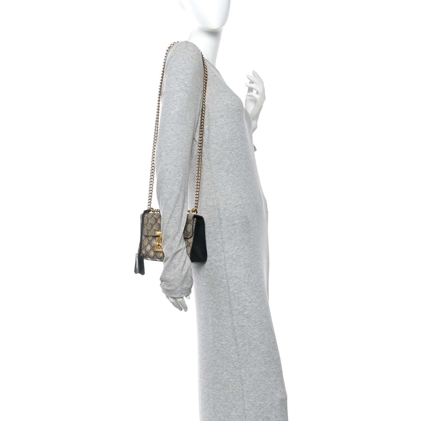 GG Supreme Monogram Bees Small Padlock Shoulder Bag Black