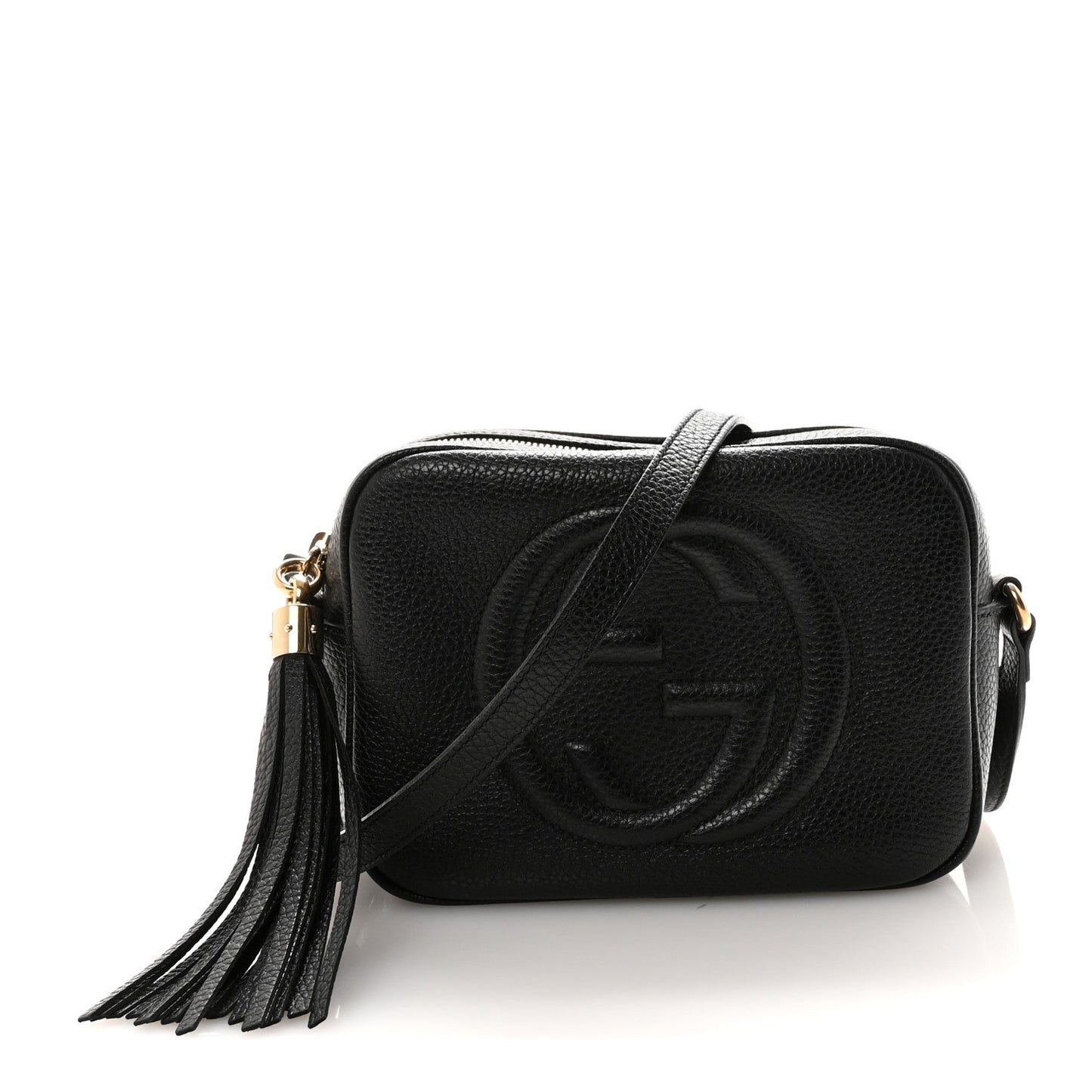 Pebbled Calfskin Small Soho Disco Bag Black