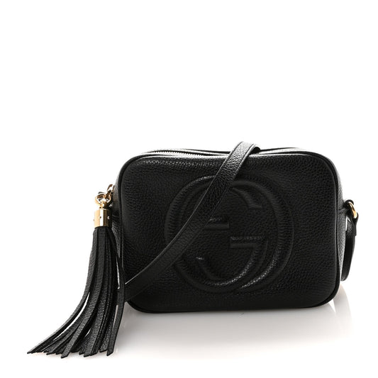 Pebbled Calfskin Small Soho Disco Bag Black