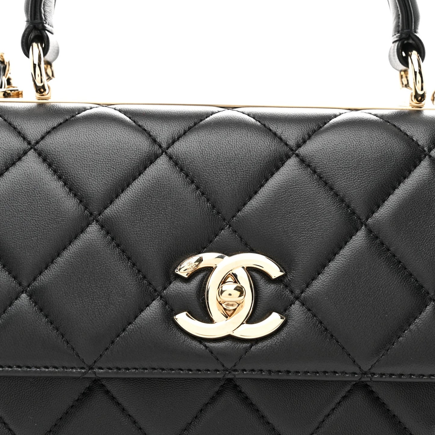Lambskin Quilted Small Trendy CC Dual Handle Flap Bag Black