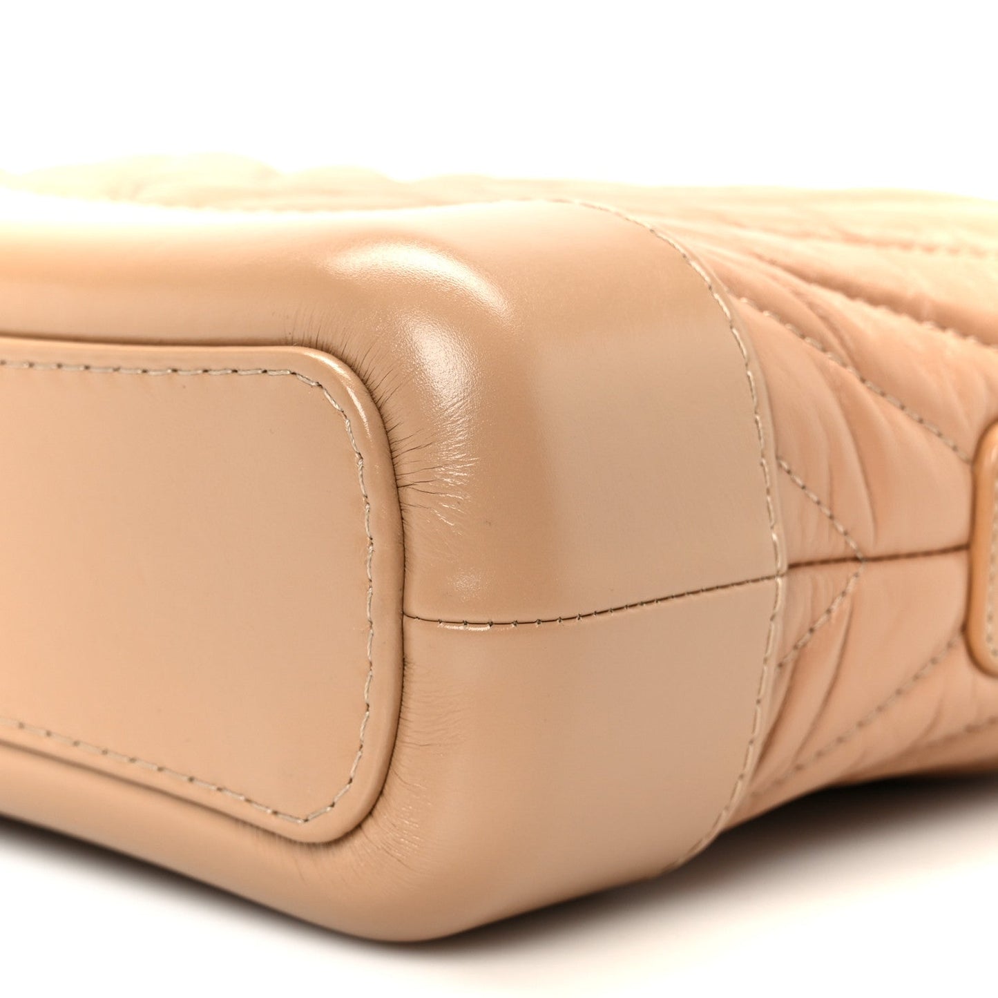 Aged Calfskin Chevron Quilted Small Gabrielle Hobo Beige