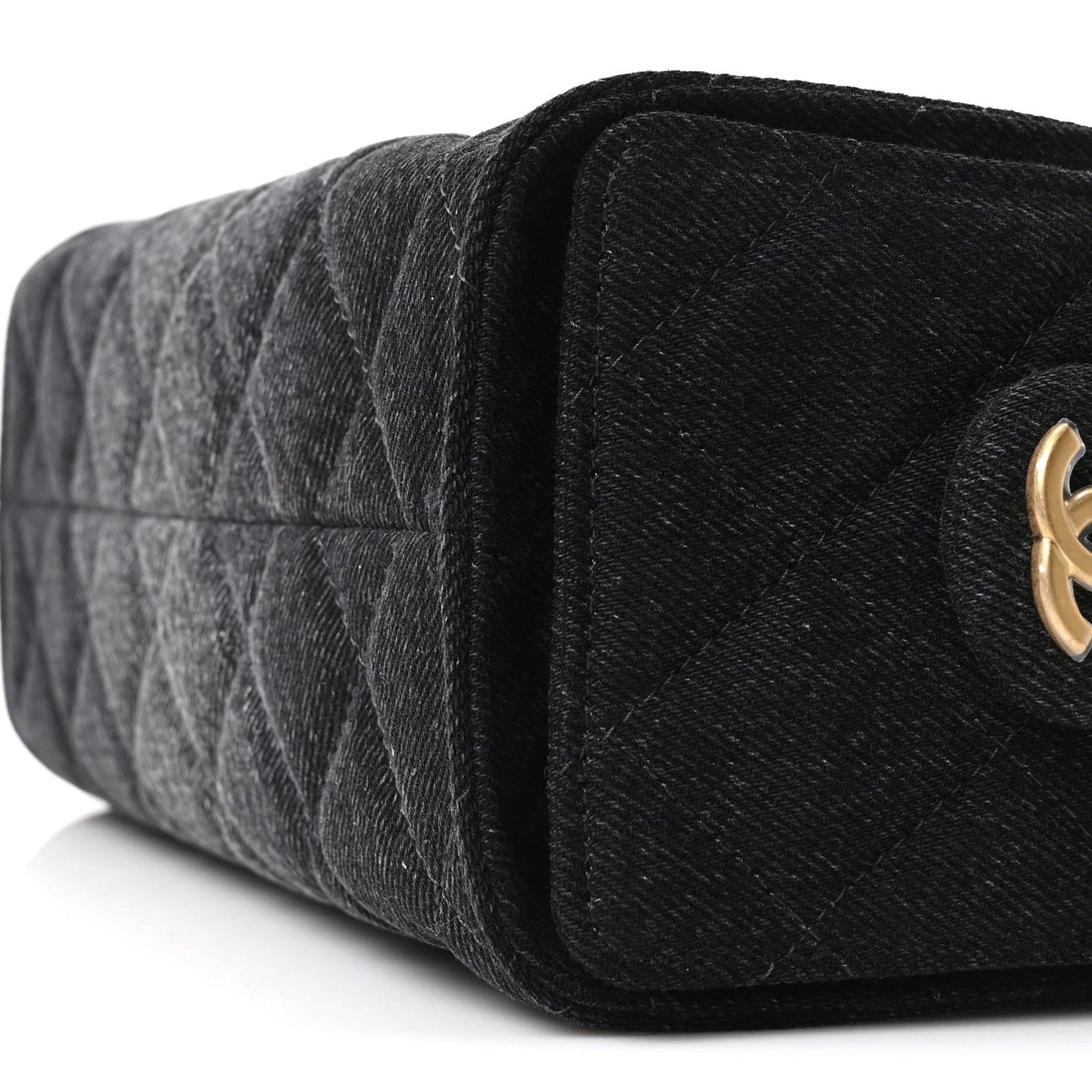 Washed Denim Quilted Mini Chanel 25 Handbag Black