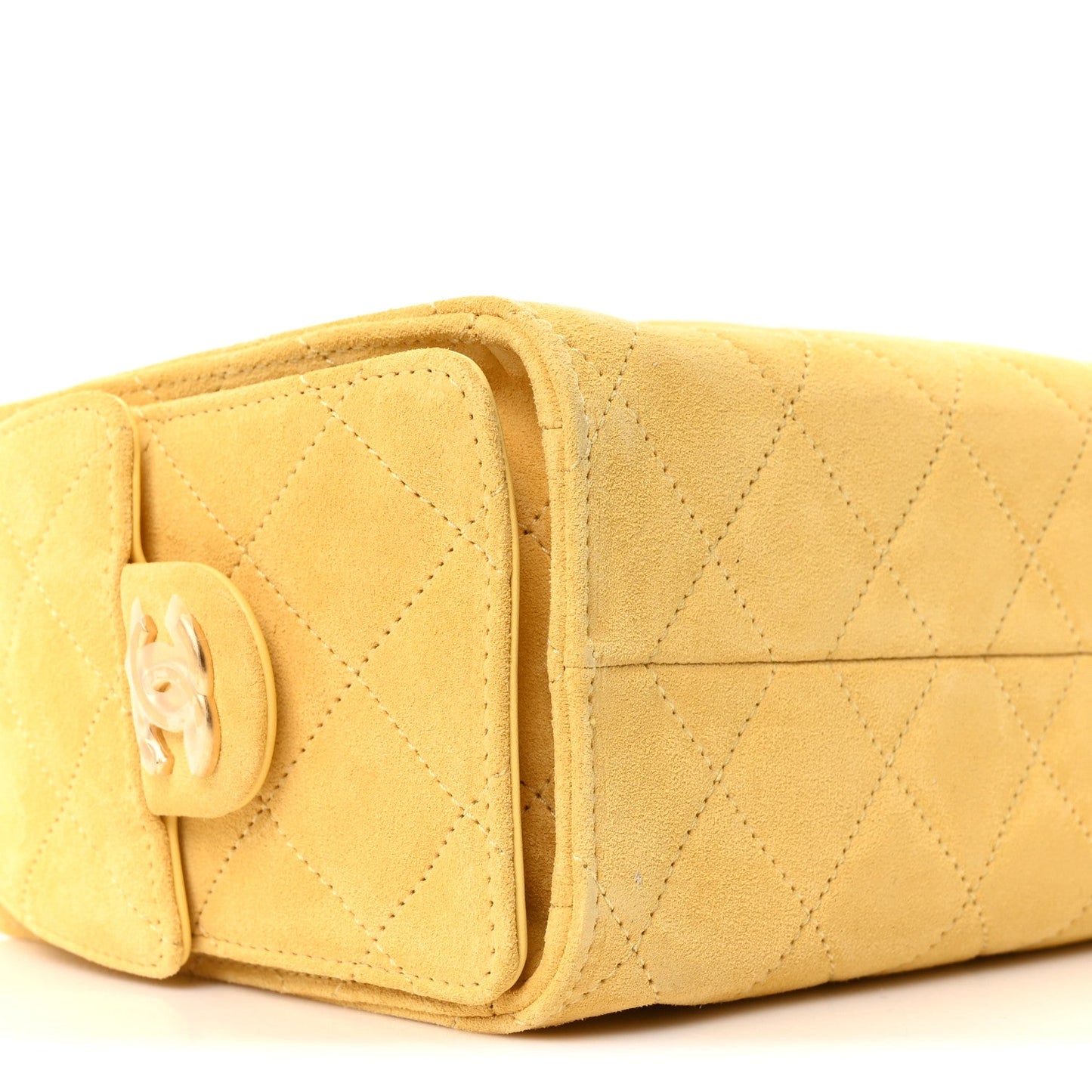 Suede Quilted Mini Chanel 25 Handbag Yellow