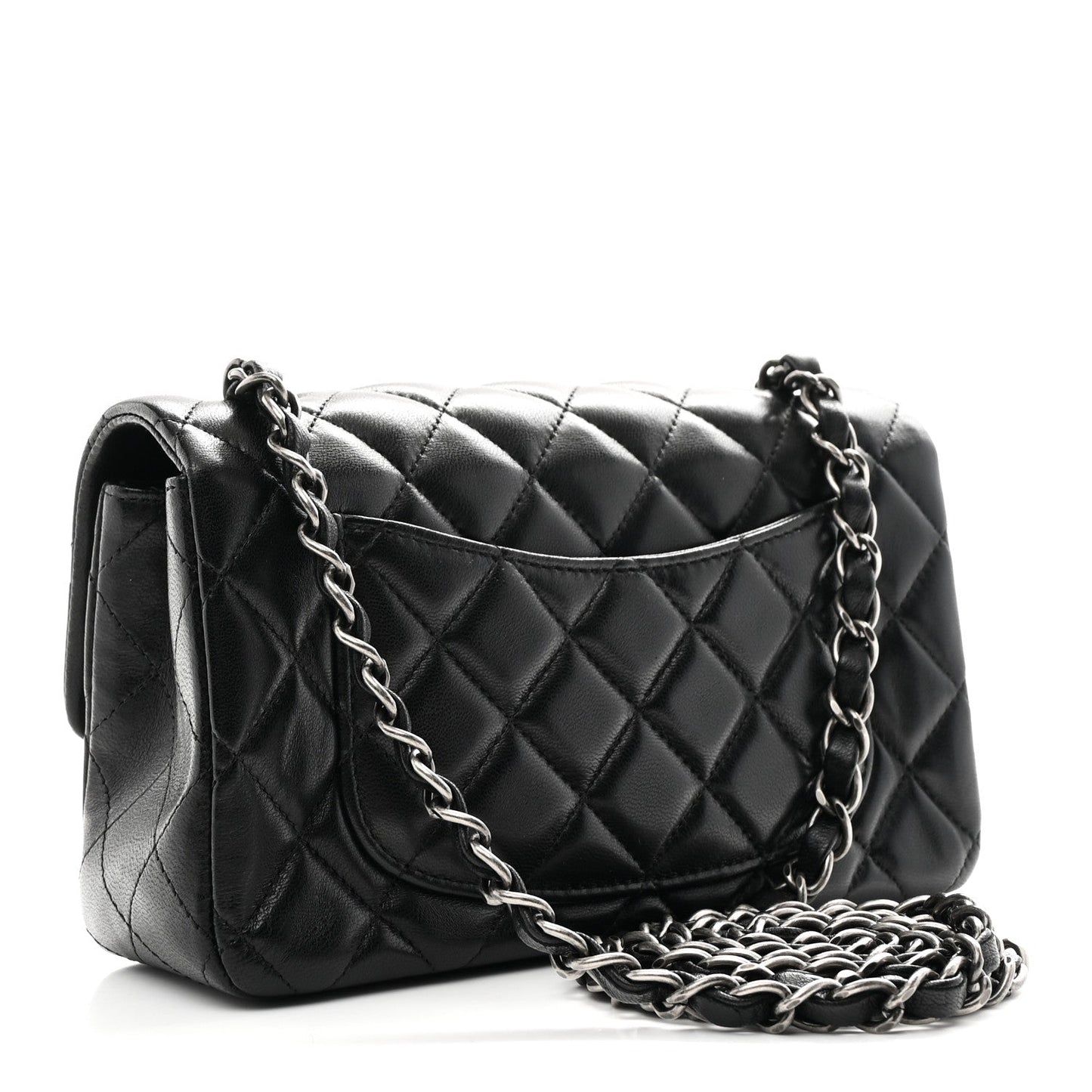 Lambskin Quilted Mini Rectangular Flap Black