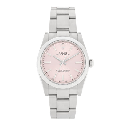 Stainless Steel 34mm Oyster Perpetual Watch Pink 124200