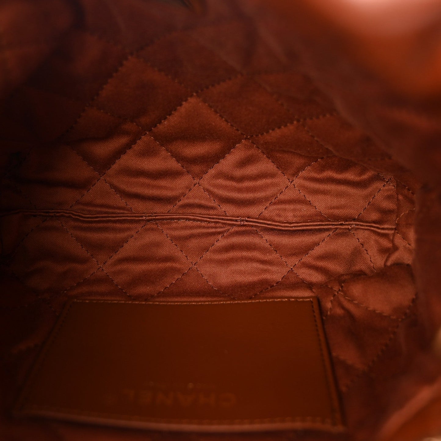 Shiny Calfskin Quilted Mini Chanel 22 Light Brown